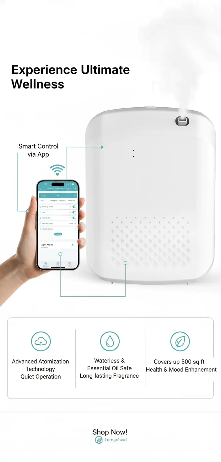 Scent Air Machine for Home Yofuly Smart Hotel Collection Diffuser with Cold Air Technology 400Ml Waterless Electric Oil Diffusers for Large Room Spa Office 1500 Sq. Ft Coverage The Blue Coil