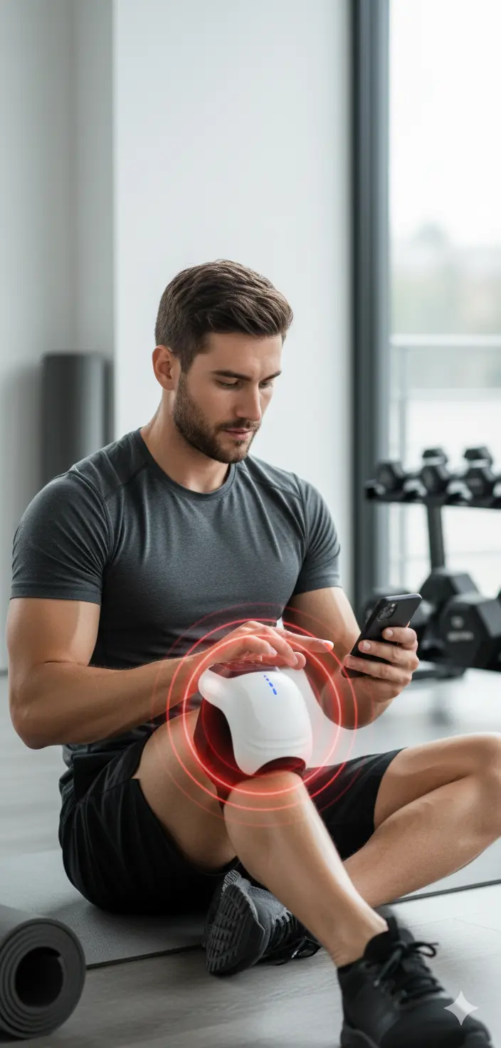 IeBilif Cordless Knee Massager with Large LED Screen Heated and Vibration Heated Knee Massager Gift for Birthday Gift for Husband Mom Dad The Blue Coil