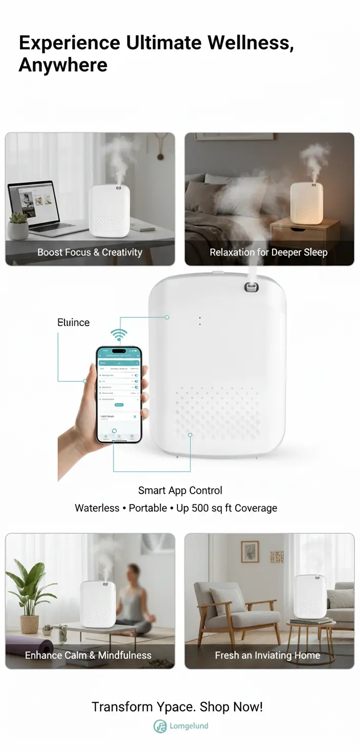 Scent Air Machine for Home Yofuly Smart Hotel Collection Diffuser with Cold Air Technology 400Ml Waterless Electric Oil Diffusers for Large Room Spa Office 1500 Sq. Ft Coverage The Blue Coil