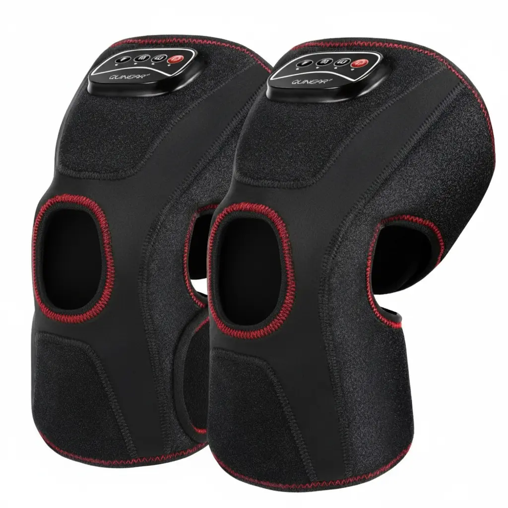 QUINEAR Knee Massager with Heat Air Compression Leg Knee Brace Wrap for Arthritis Pain Relief Eletric Heating for Joint Pain Cramps and Circulation 3 Modes & 3 Intensities - FSA or HSA Eligible The Blue Coil