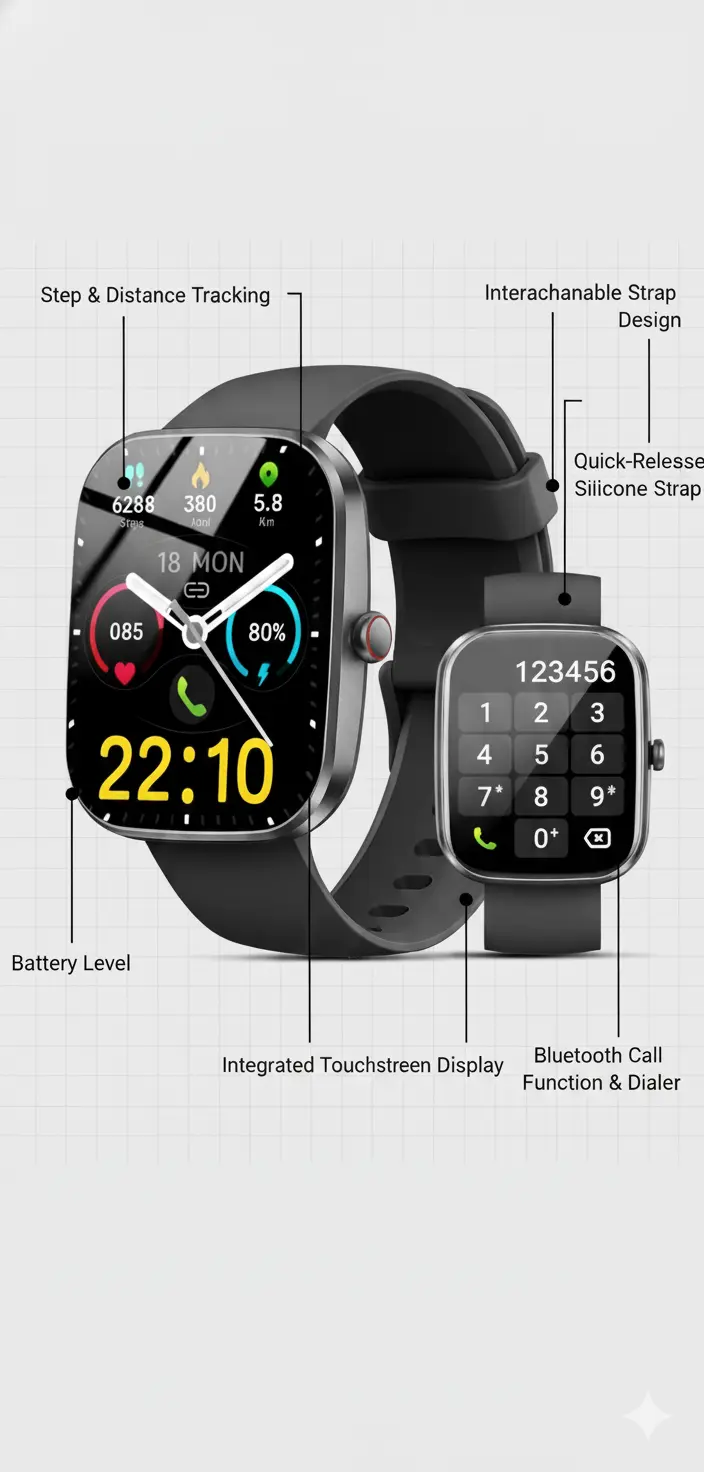 Kuizil Smart Watch 1.91" Smartwatch for Men Women (Answer/Make Call) Fitness Tracker with 100+ Sport Modes IP68 Waterproof Heart Rate/Sleep Monitor Pedometer Activity Tracker for Android iOS The Blue Coil