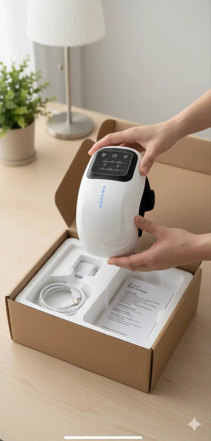 IeBilif Cordless Knee Massager with Large LED Screen Heated and Vibration Heated Knee Massager Gift for Birthday Gift for Husband Mom Dad The Blue Coil