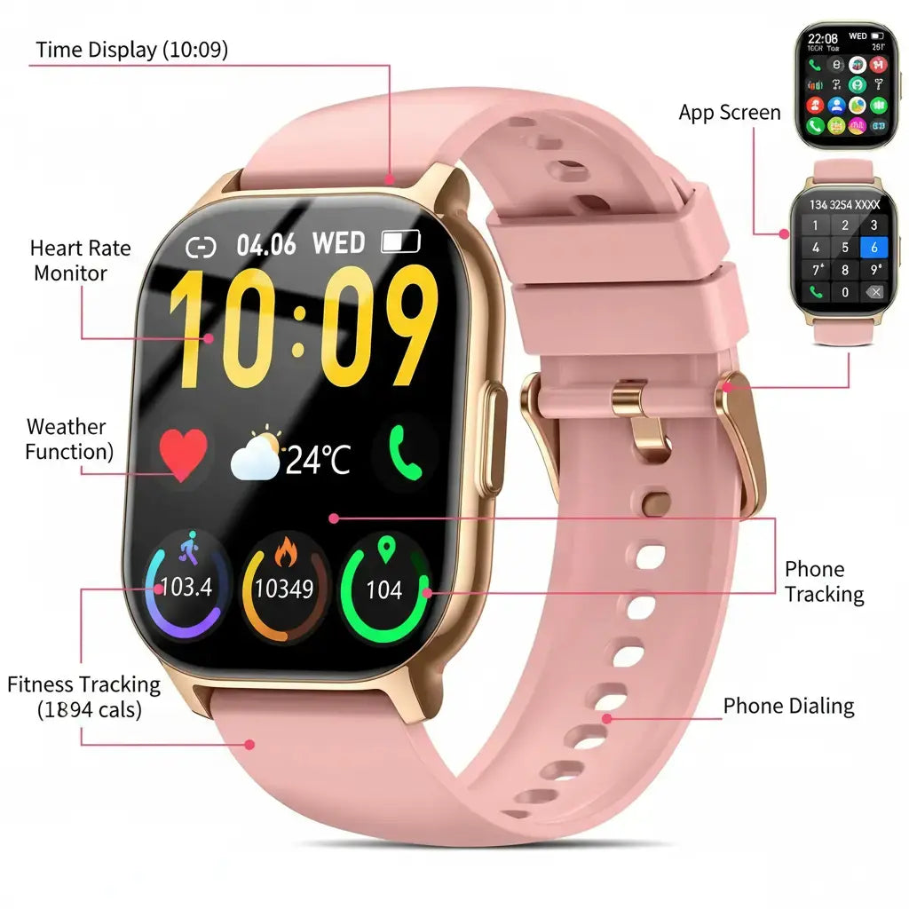 Smart Watch (Answer/Make Calls) 2.1" Smart Watches for Women 120+ Sport Modes Fitness Tracker with Sleep Heart Rate Monitor Pedometer IP68 Waterproof Women Fitness Watch for iOS Android Smartmatch The Blue Coil