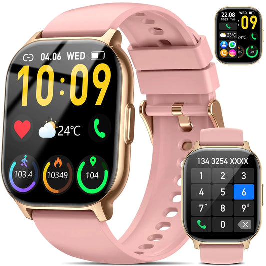 Smart Watch (Answer/Make Calls) 2.1" Smart Watches for Women 120+ Sport Modes Fitness Tracker with Sleep Heart Rate Monitor Pedometer IP68 Waterproof Women Fitness Watch for iOS Android Smartmatch