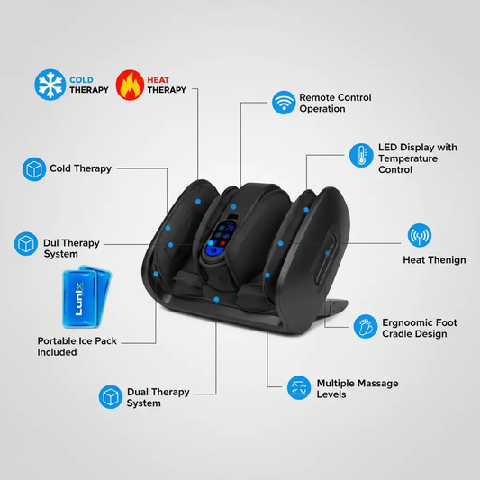 Lunix LX21 Feet Massager with Remote for Pain Relief and Circulation Shiatsu Foot Massager for Plantar Fasciitis and Neuropathy Foot and Calf Massager with Heat Ankle Massager Black The Blue Coil