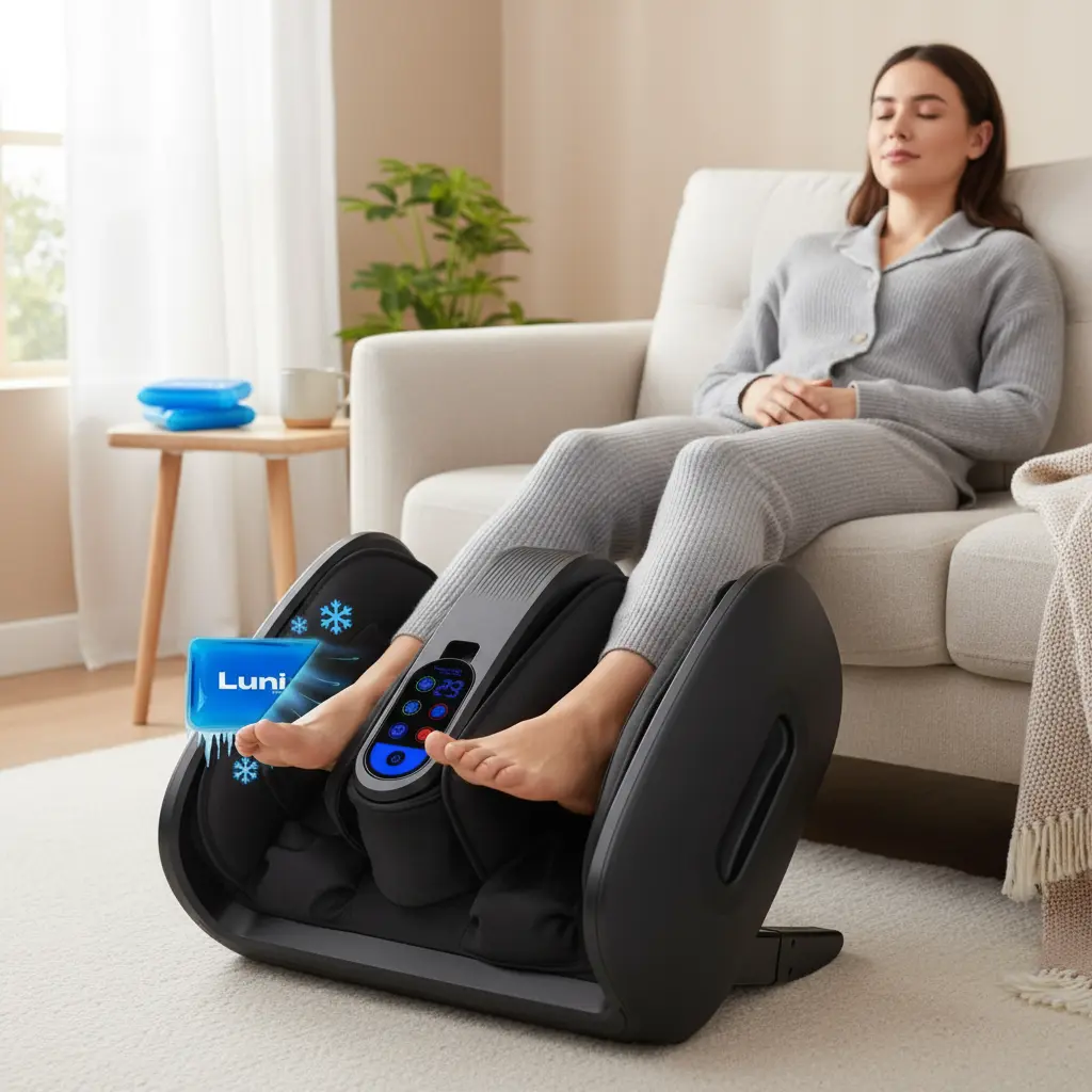 Lunix LX21 Feet Massager with Remote for Pain Relief and Circulation Shiatsu Foot Massager for Plantar Fasciitis and Neuropathy Foot and Calf Massager with Heat Ankle Massager Black The Blue Coil