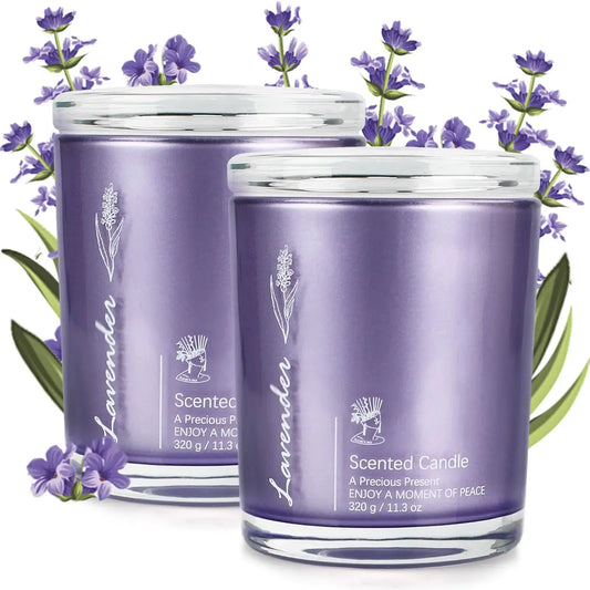Lavender Candles for Home Scented 2 Pack 23oz Large Jar Lavender Candle Aromatherapy Highly Fragranced Scented Candle Set Candles Gifts for Women Mom Healing Candles Luxury Candles for Home The Blue Coil