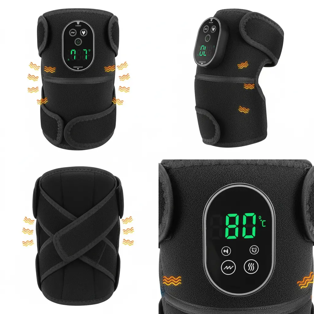 Atlodas Knee Heating Pad Knee Massager with Heat and Vibration Heating Pad for Knee Massage Heated Knee Brace Wrap for Shoulder Elbow Knee Keep Knee Warmer Stress Relief The Blue Coil