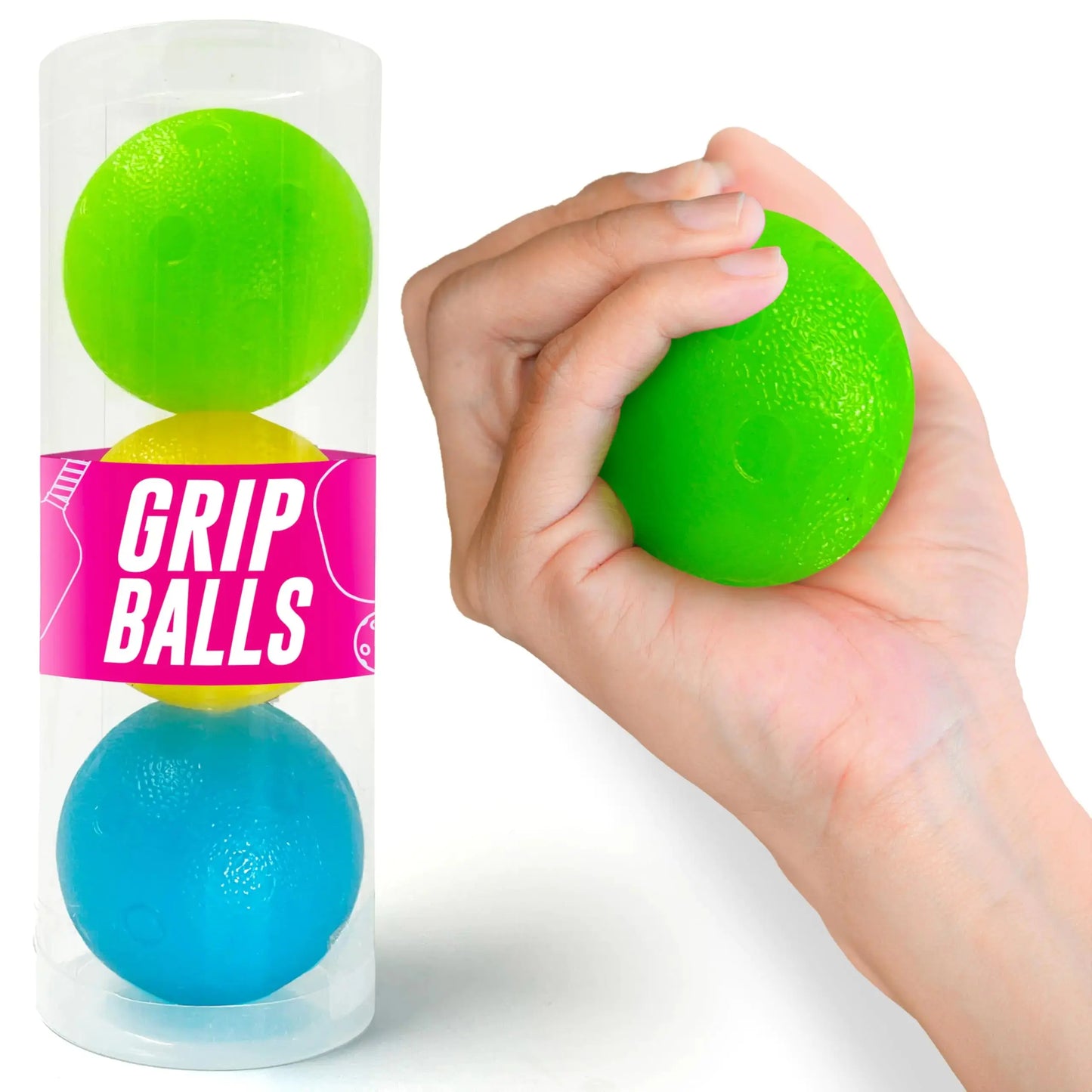 DinkersClub Pickleball Grip Strengthening Balls Hand Exerciser Balls for Physical Therapy Hand Squeezers for Strength Stress Balls for Wrist and Hand Therapy Grip and Forearm Strengthener (3 Pack) The Blue Coil