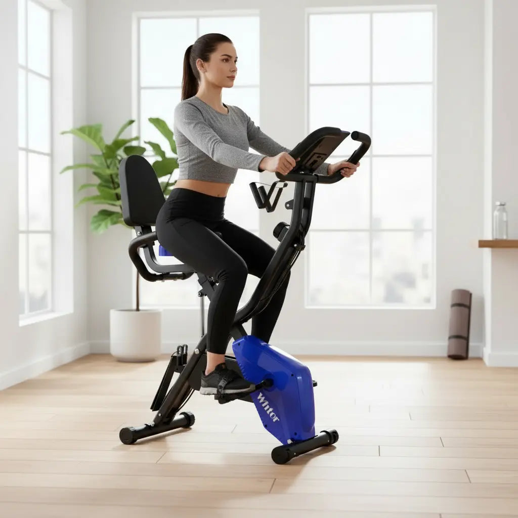 WHTOR Folding Exercise Bike, 5 IN 1 Stationary Bike for Home The Blue Coil