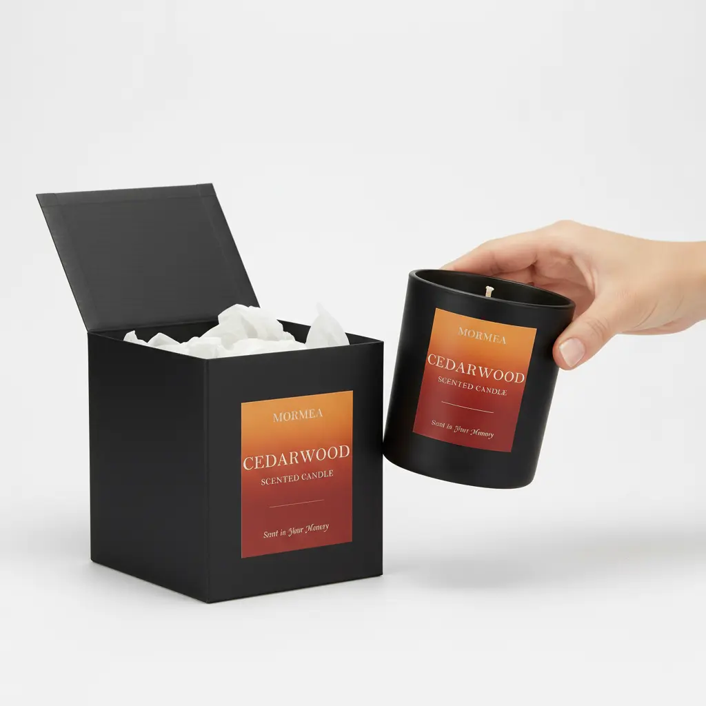 MORMEA Scented Candles Cedarwood Aromatherapy Candles for Home Scented Natural Soy Wax Candles 8oz Long Lasting Candles for Men & Women Jar Candles for Birthday & Holiday The Blue Coil