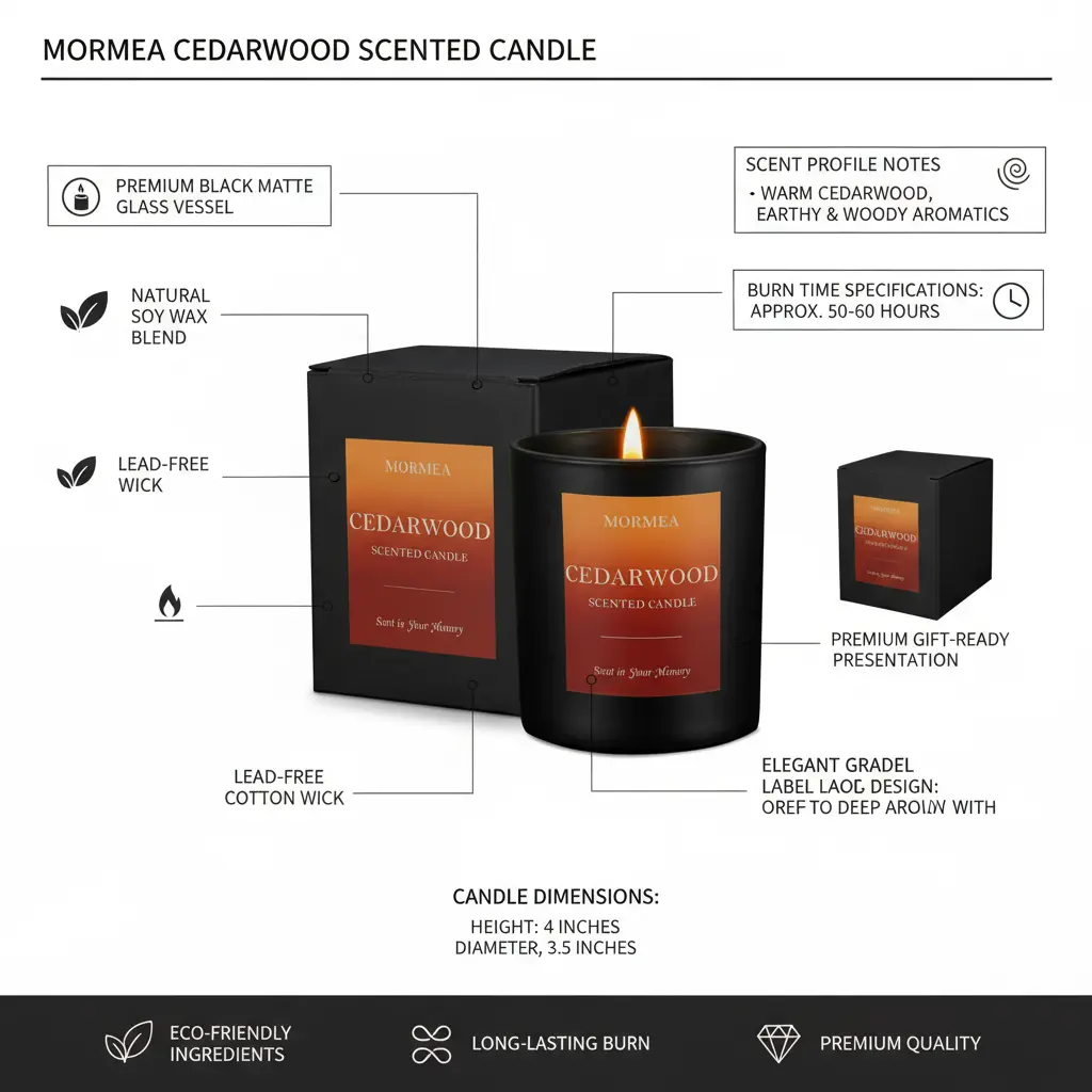 MORMEA Scented Candles Cedarwood Aromatherapy Candles for Home Scented Natural Soy Wax Candles 8oz Long Lasting Candles for Men & Women Jar Candles for Birthday & Holiday The Blue Coil