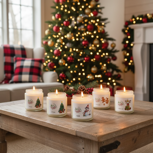 6 Pack Christmas Candles Set Christmas Candles for Home Scented Winter Holiday Scented Candles Natural Soy Wax Jar Aromatherapy Candle Christmas Candle Gifts Stocking Stuffers for Women Men Adult