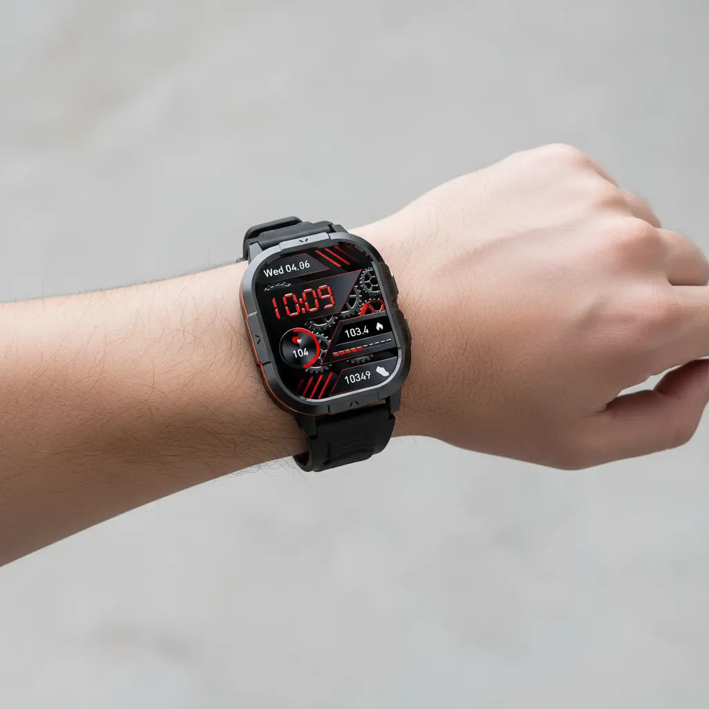 Smart Watch for Men Fitness Tracker: Make/Answer Call Military Smart Watches for Men Digital Watches Run Waterproof Smartwatch Android Phones iPhone Samsung Compatible Heart Rate Monitor Orange Black The Blue Coil