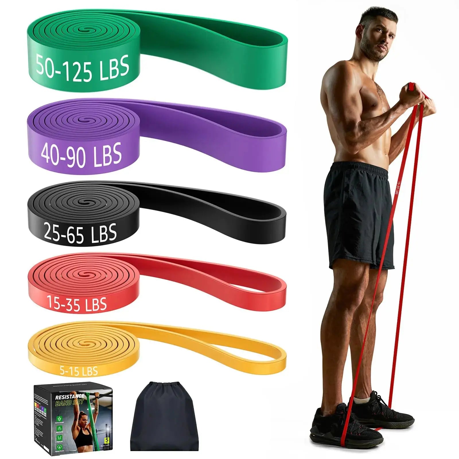 Resistance Bands Pull Up Exercise Bands Workout Bands for Fitness Training Body Stretching Physical Therapy Muscle Training The Blue Coil
